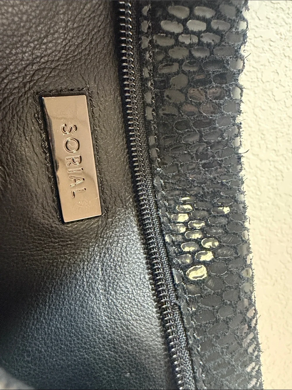 Sorial Black Textured Leather Envelope Clutch Crossbody Bag Removable Chain